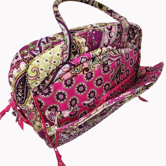 Vera Bradley Travel Messenger Bag Very Berry Paisley Adjustable Strap Pockets - Picture 5 of 12